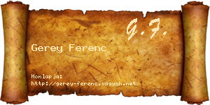 Gerey Ferenc névjegykártya